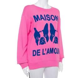 Pre Owned Gucci Pink Maison de l'Amour Bosco and Orso Printed Cotton Sweatshirt XS