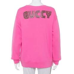 Pre Owned Gucci Pink Maison de l'Amour Bosco and Orso Printed Cotton Sweatshirt XS