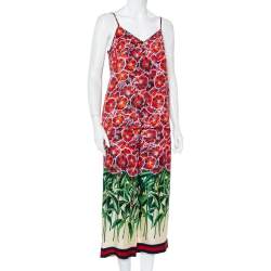 Gucci Red Garden Printed Silk Camisole & Wide Leg Pants Set S