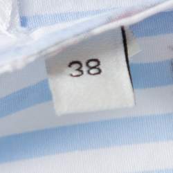 Pre Owned Gucci Blue & White Striped Ladybug Printed Cotton Button Front Shirt S