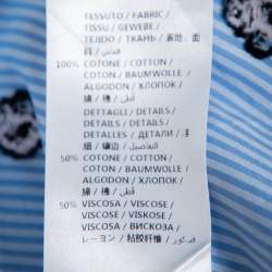 Pre Owned قميص غوتشي أزرار أمامية تفاصيل رابيت فيل كوبيه قطن مخطط أزرق مقاس صغير