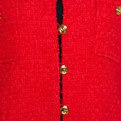 Pre Owned Gucci Red Tweed Button Front Jacket L
