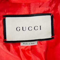 Pre Owned Gucci Red Tweed Button Front Jacket L