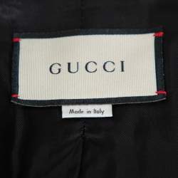 Pre Owned Gucci Black Tweed Button Front Jacket L