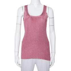 Pre Owned Gucci Pink Lurex Knit Tank Top XXS