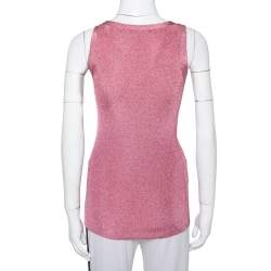 Pre Owned Gucci Pink Lurex Knit Tank Top XXS