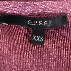 Pre Owned Gucci Pink Lurex Knit Tank Top XXS