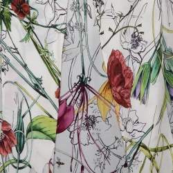 Gucci White Floral Printed Silk Neck Tie Detail Sleeveless Top M