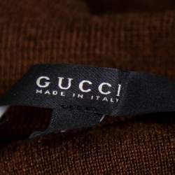 مملوكة مسبقًا Gucci Brown Cashmere & Silk Cowl Neck Detail Belted Dress L