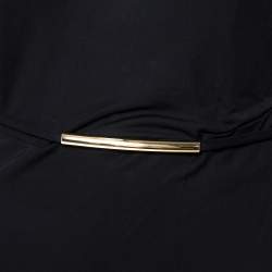 Pre Owned Gucci Black Knit Metal Embellished Cutout Detail Belted Dress M