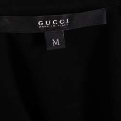 Pre Owned Gucci Black Knit Metal Embellished Cutout Detail Belted Dress M