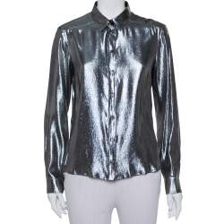 مملوكة مسبقًا Gucci Metallic Lurex Silk Button Front Shirt M