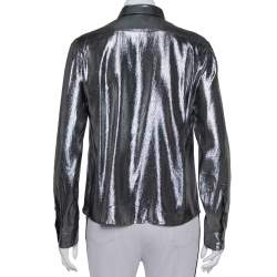 مملوكة مسبقًا Gucci Metallic Lurex Silk Button Front Shirt M