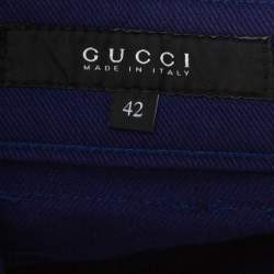 Pre Owned Gucci Navy Blue Denim Paneled Flared Leg Jeans M