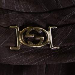 Pre Owned Gucci Brown Pinstriped Wool Flared Leg Trousers S