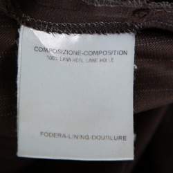 Pre Owned Gucci Brown Pinstriped Wool Flared Leg Trousers S