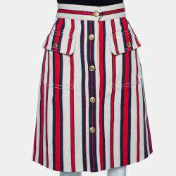 Gucci Multicolor Striped Button Front A-Line Skirt L