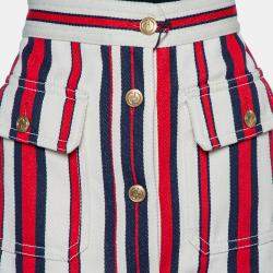 Gucci Multicolor Striped Button Front A-Line Skirt L
