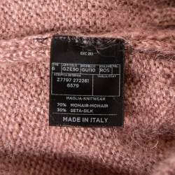 Pre Owned Gucci Pale Pink Mohair & Silk Cable Knit Crewneck Sweater S