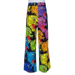 Gucci Multicolor Panther Face Printed Knit Palazzo Pants M