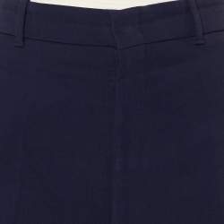Pre Owned Gucci Navy Blue Knit Side Strip Trim Detail Bootcut Pants L