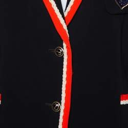Pre Owned Gucci Black Crepe Fox Badge Contrast Trim Detail Blazer M