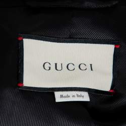 Pre Owned Gucci Black Crepe Fox Badge Contrast Trim Detail Blazer M