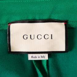 Pre Owned Gucci Green Jersey Logo Strip Detail Paneled Stirrup Leggings XL
