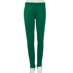 Pre Owned Gucci Green Jersey Logo Strip Detail Paneled Stirrup Leggings XL