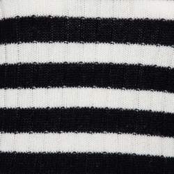 Pre Owned Gucci Monochrome Striped Knit Floral Embroidered Applique Sweater S