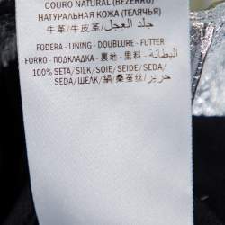 Pre Owned Gucci Metallic Silver Leather Pleated Midi Skirt S