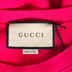 Pre Owned Gucci Pink Cotton Teddy Bear Applique Crewneck Sweatshirt S