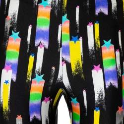 Pre Owned Gucci Black Shooting Star Printed Jersey Zipper Hem Detail Leggings S