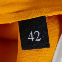 Pre Owned Gucci Mustard Yellow Silk Pearl Buttoned Neck Tie Detail Sleeveless Top M