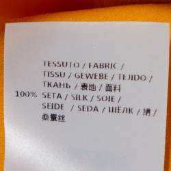 Pre Owned Gucci Mustard Yellow Silk Pearl Buttoned Neck Tie Detail Sleeveless Top M