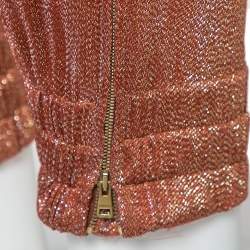 Pre Owned Gucci Rust Brown Lamé Waist Tie Detail Joggers S