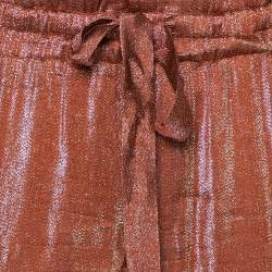 Pre Owned Gucci Rust Brown Lamé Waist Tie Detail Joggers S