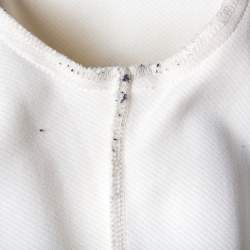 Pre Owned Gucci Off White Knit Striped Trim Detail Zip Front Jacket L