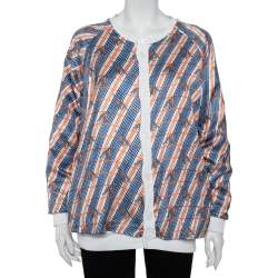 Pre Owned Gucci White Cotton & Silk Tennis Racket Embroidered Button Front Reversible Jacket S