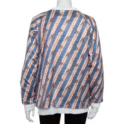 Pre Owned Gucci White Cotton & Silk Tennis Racket Embroidered Button Front Reversible Jacket S