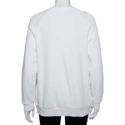 Pre Owned Gucci White Cotton & Silk Tennis Racket Embroidered Button Front Reversible Jacket S