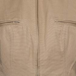 Pre Owned Gucci Camel Brown Cotton Canvas Stand Collar Jacket M