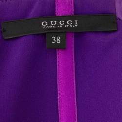 Pre Owned Gucci Purple Silk Satin Belted Bustier Detail Strapless Jumpsuit S