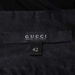 Gucci Black Silk Contrast Trim Detail Halter Neck Shift Dress M