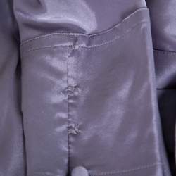 Pre Owned قميص غوتشي أزرار أمامية تفاصيل ربطة فيونكة رقبة حرير رمادي مقاس متوسط