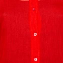 مملوكة مسبقًا Gucci Red Cotton Sleeve Tie Detail Button Front Shirt M