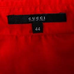 مملوكة مسبقًا Gucci Red Cotton Sleeve Tie Detail Button Front Shirt M