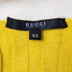 مملوكة مسبقًا Gucci Yellow Linen & Silk Knit Contrast trim Detail Sleeveless Polo T-Shirt XS