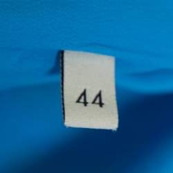 Pre Owned Gucci Blue Floral Printed Silk Ruffle Detail Tunic M