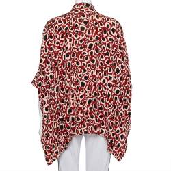 Pre Owned Gucci Brown Abstract Printed Silk Oversized Button Front Shirt M
